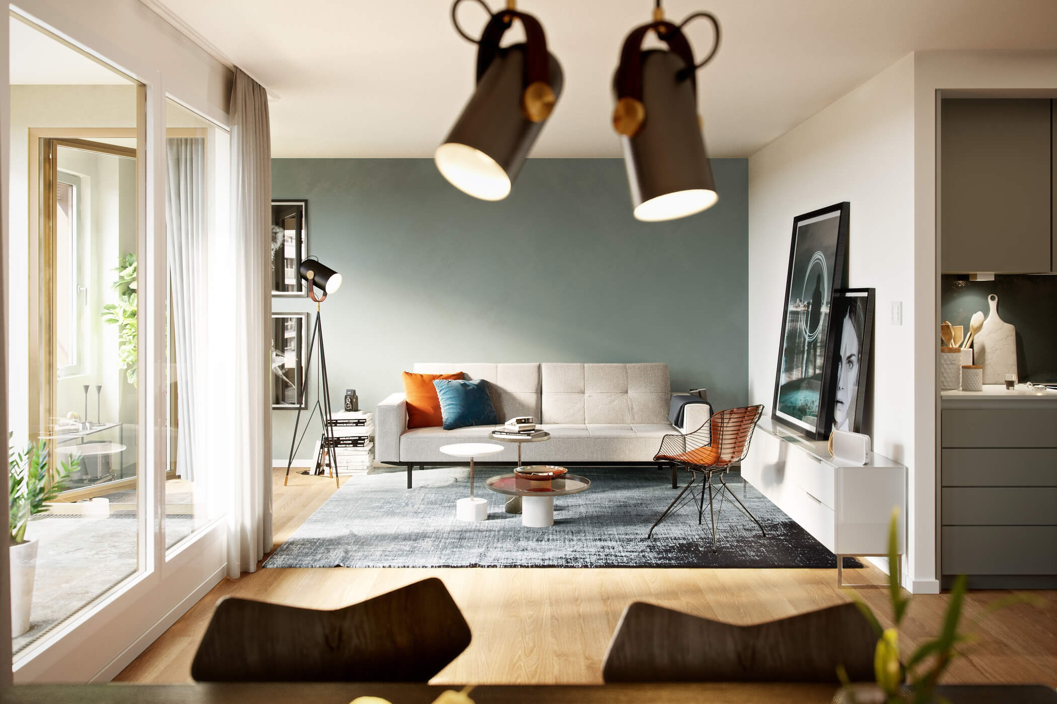 Dachterrasse mit Holzdeck und Pflanzbeeten, Neubauquartier kupa München-Pasing