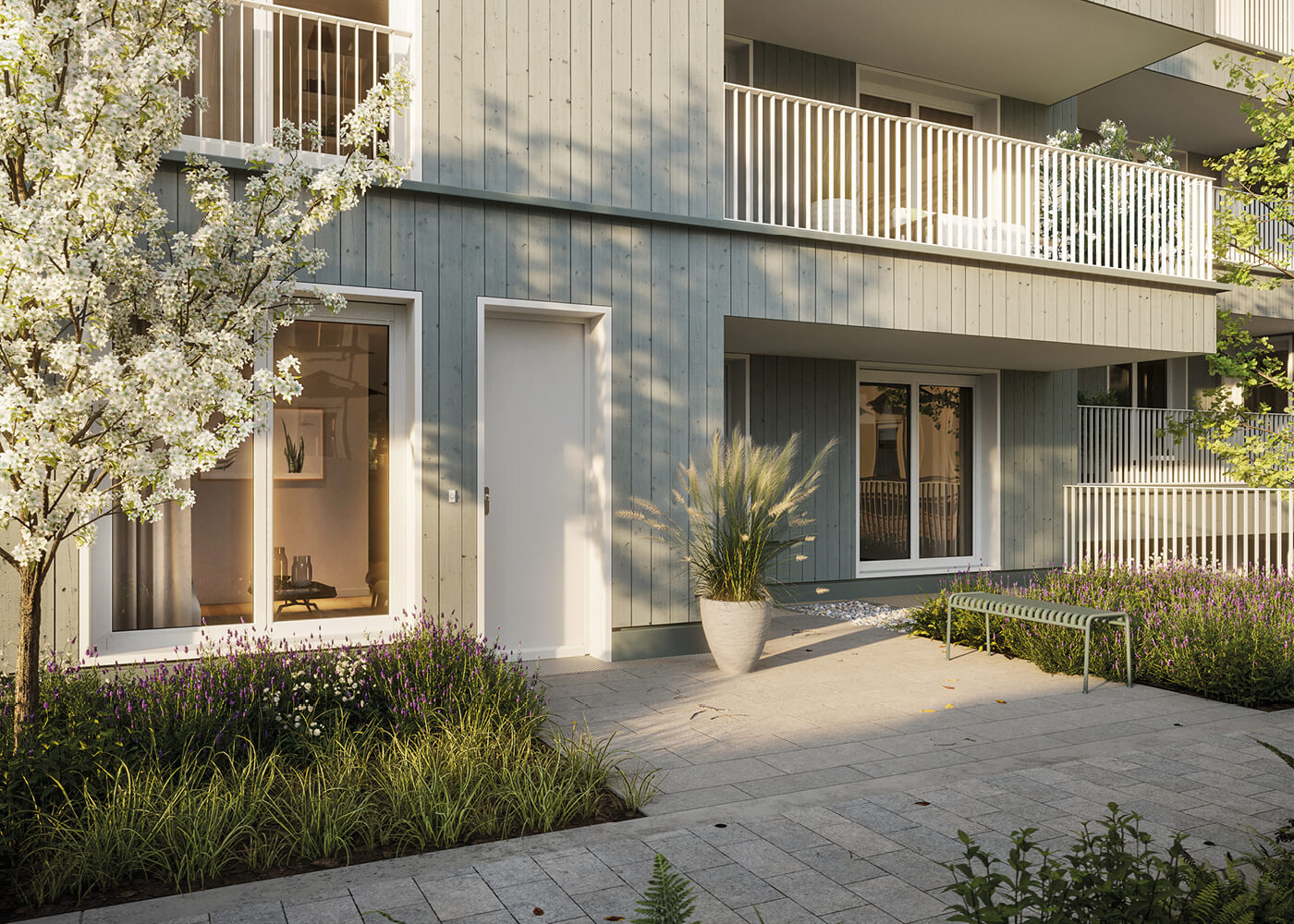 Fassade Hofhaus des Neubauprojekts VINZENT in München-Neuhausen