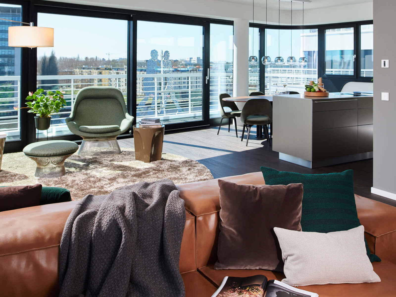 Wohnbereich eines Penthouses im Neubauprojekt WAVE in Berlin Friedrichshain an der Spree