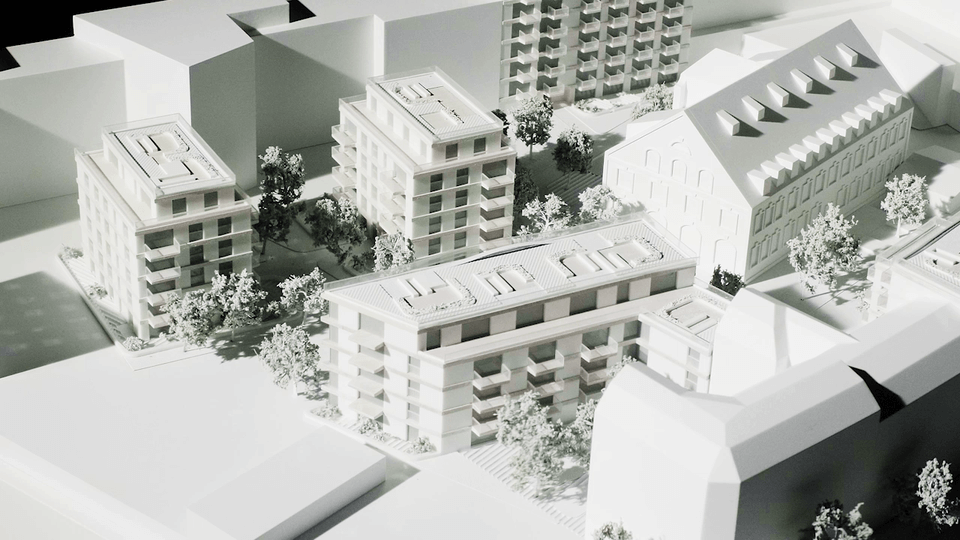 Architektur Modell des kupa Quartiers in München-Pasing