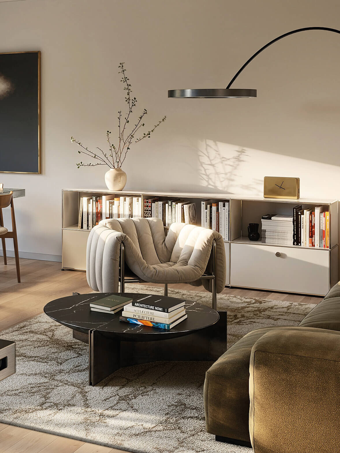 Wohnbereich der Penthouse im Neubauprojekt Haus Claude mit Dachterrasse.