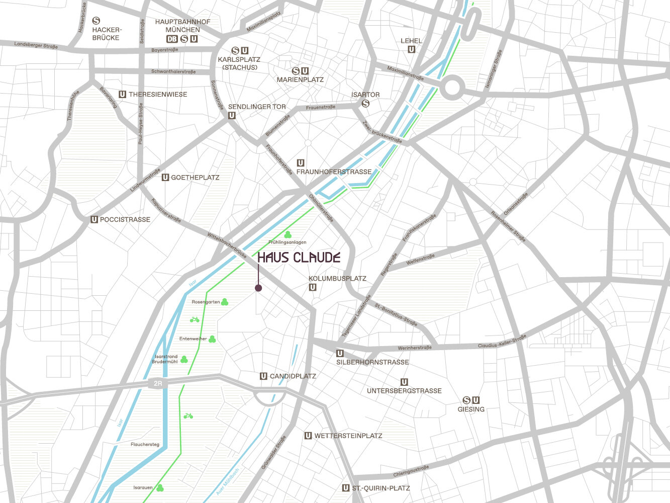 Lagekarte und Verortung des Neubauprojekt Haus Claude in München-Untergiesing