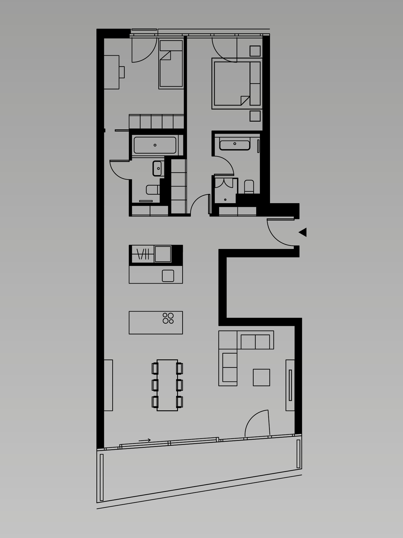 Grundriss einer Eigentumswohnung im Neubauprojekt WAVE in Berlin Friedrichshain an der Spree