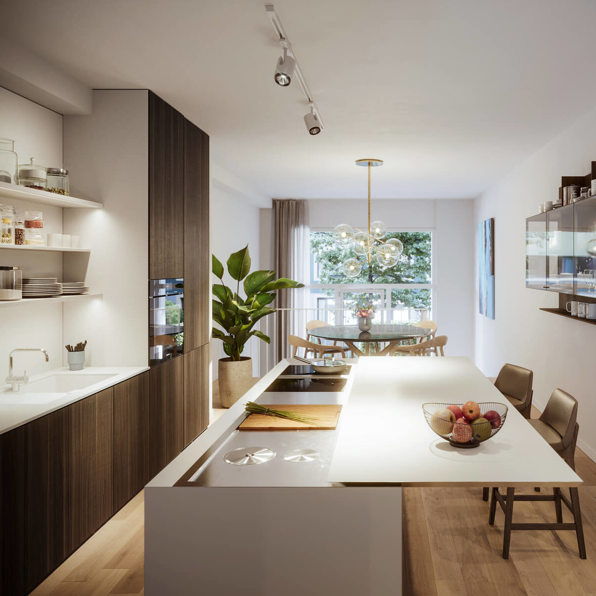 Wohnküche der Garten-Maisonette im Neubauprojekt VINZENT in München-Neuhausen