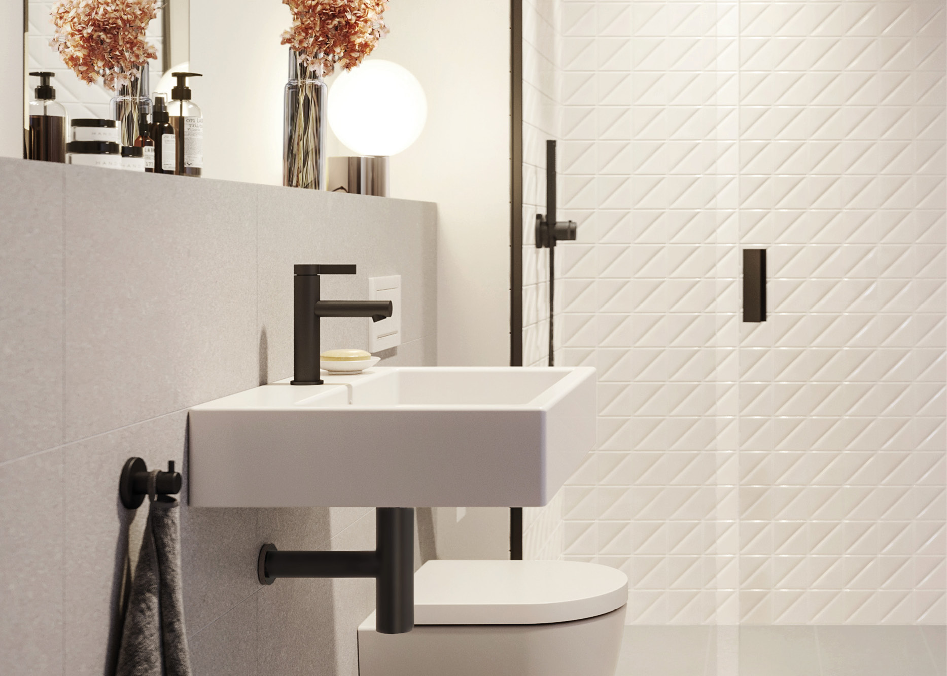 Bad der Garten Maisonette H.03 des Neubauprojekts VINZENT in München-Neuhausen