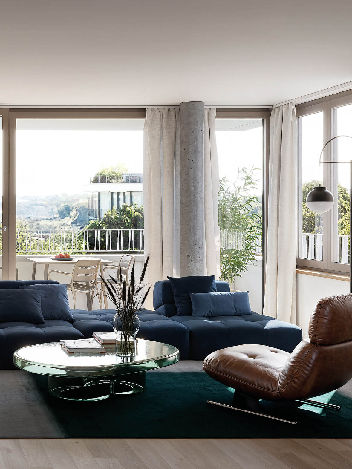 Wohnbereich der 4-Zimmer-Wohnung im Neubauprojekt Haus Claude in Untergiesing