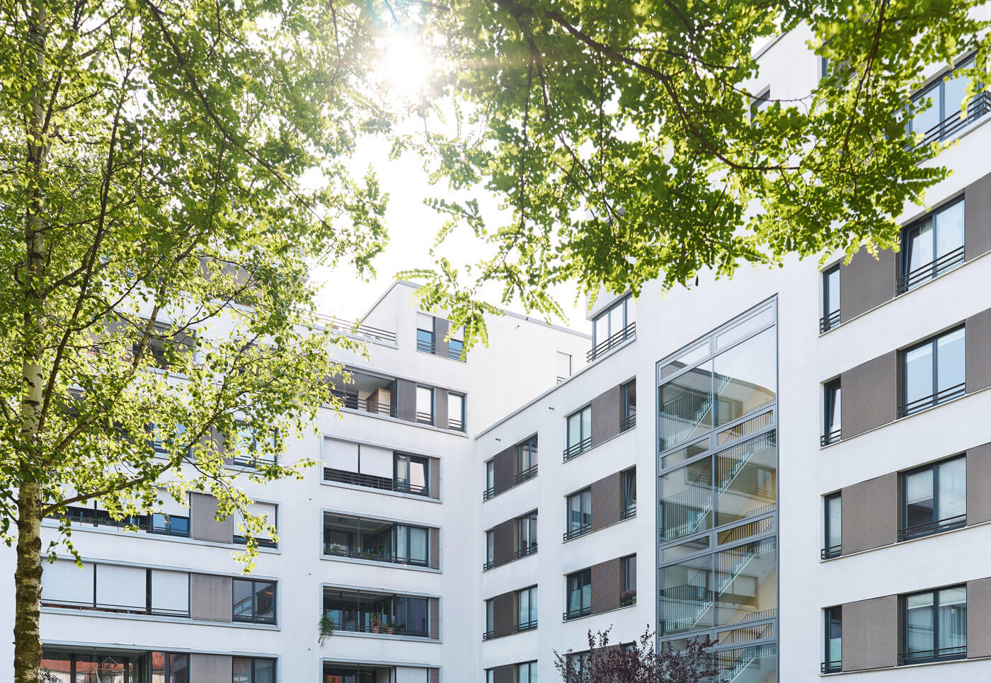 Fassadenansicht des Gebäudes Lebensraum im Wohnquartier Gern 64 in München