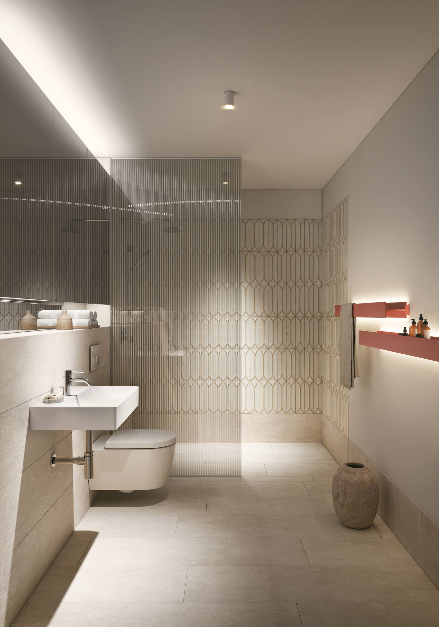 Bad mit Dusche und WC im Neubauprojekt Haus Claude, München Untergiesing
