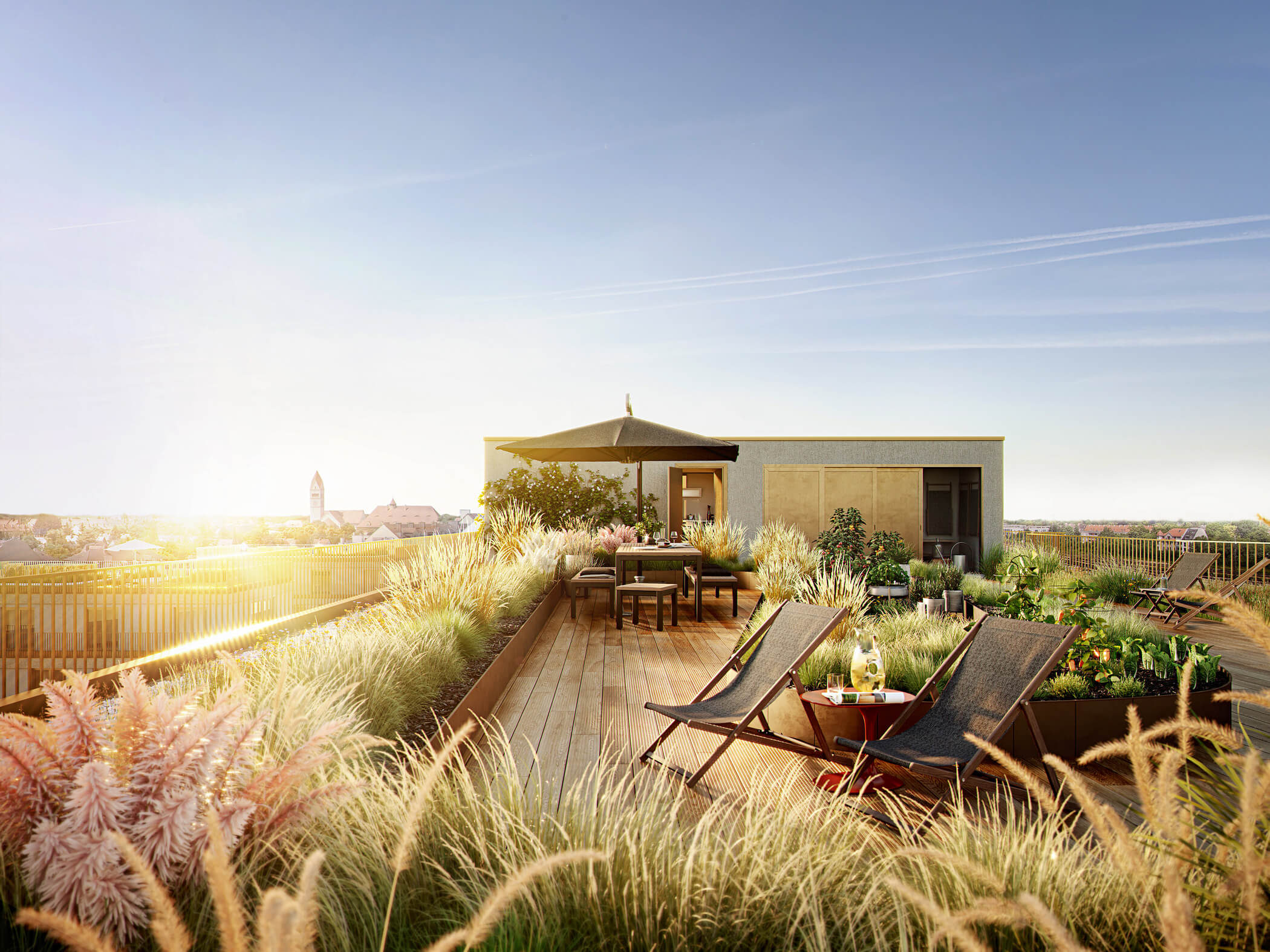 Gemeinschaftsdachterrasse im Neubauprojekt kupa in München Pasing