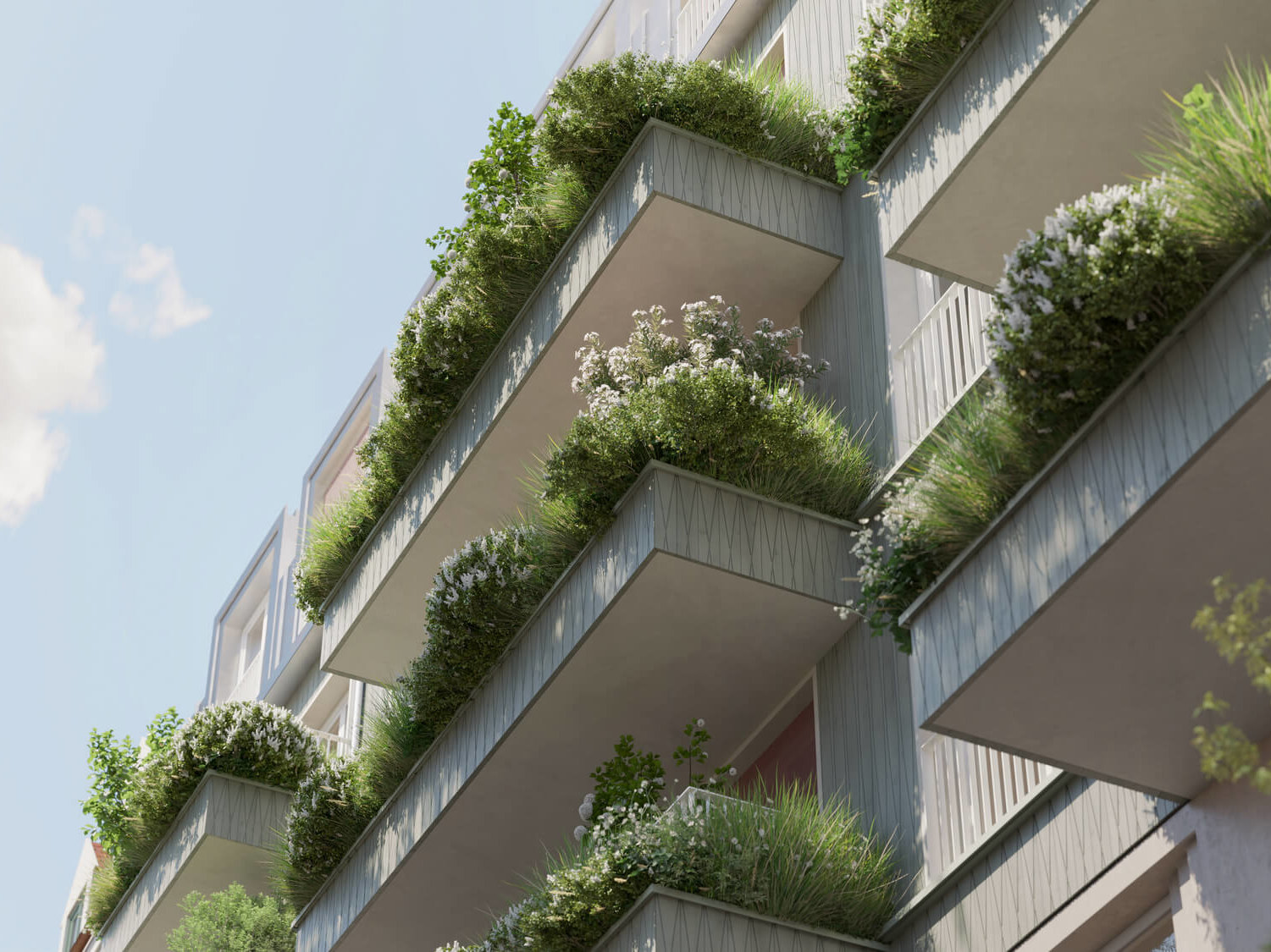 Fassade des Neubauprojekts Van in München-Neuhausen