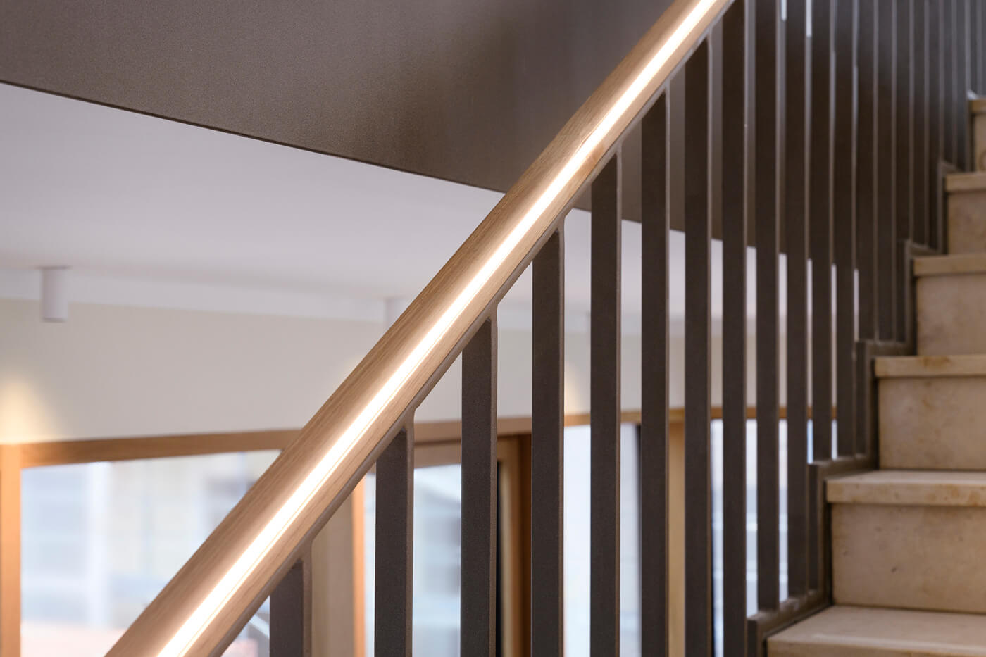 Treppenaus des Innenhof-Ensemble Amalie zur Miete in der Maxvorstadt