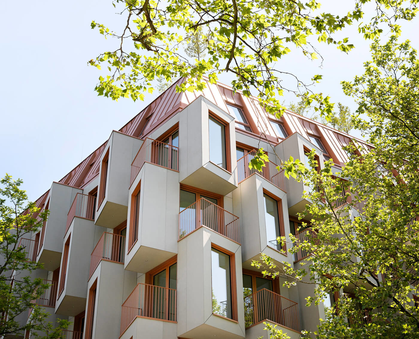 Fassade des Neubauprojekts Van B in München Schwabing