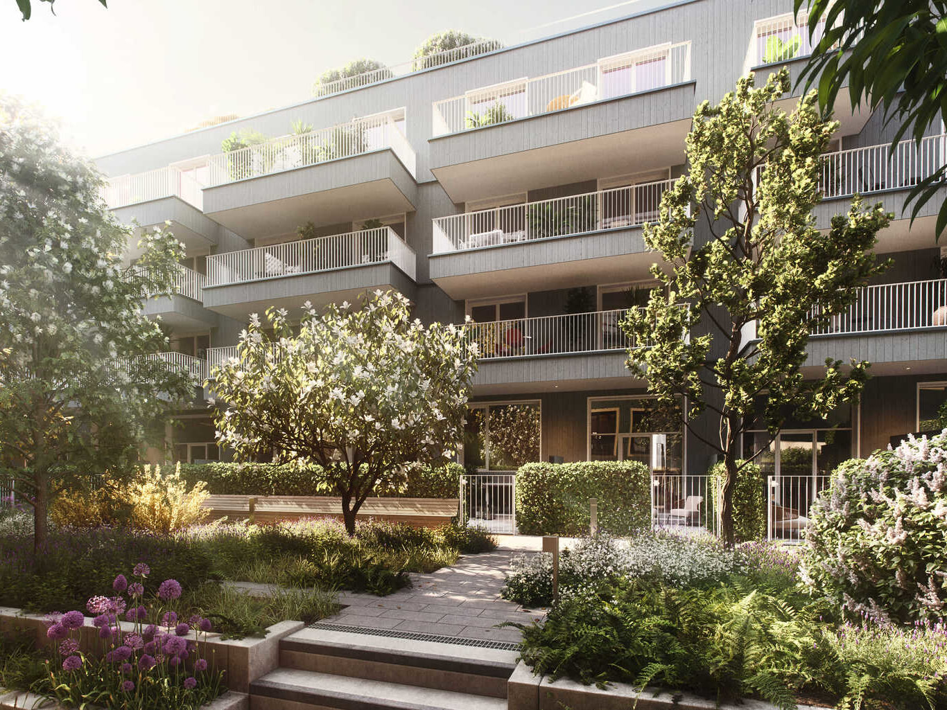 Innenhof ansicht Neubauprojekt VINZENT in Neuhausen