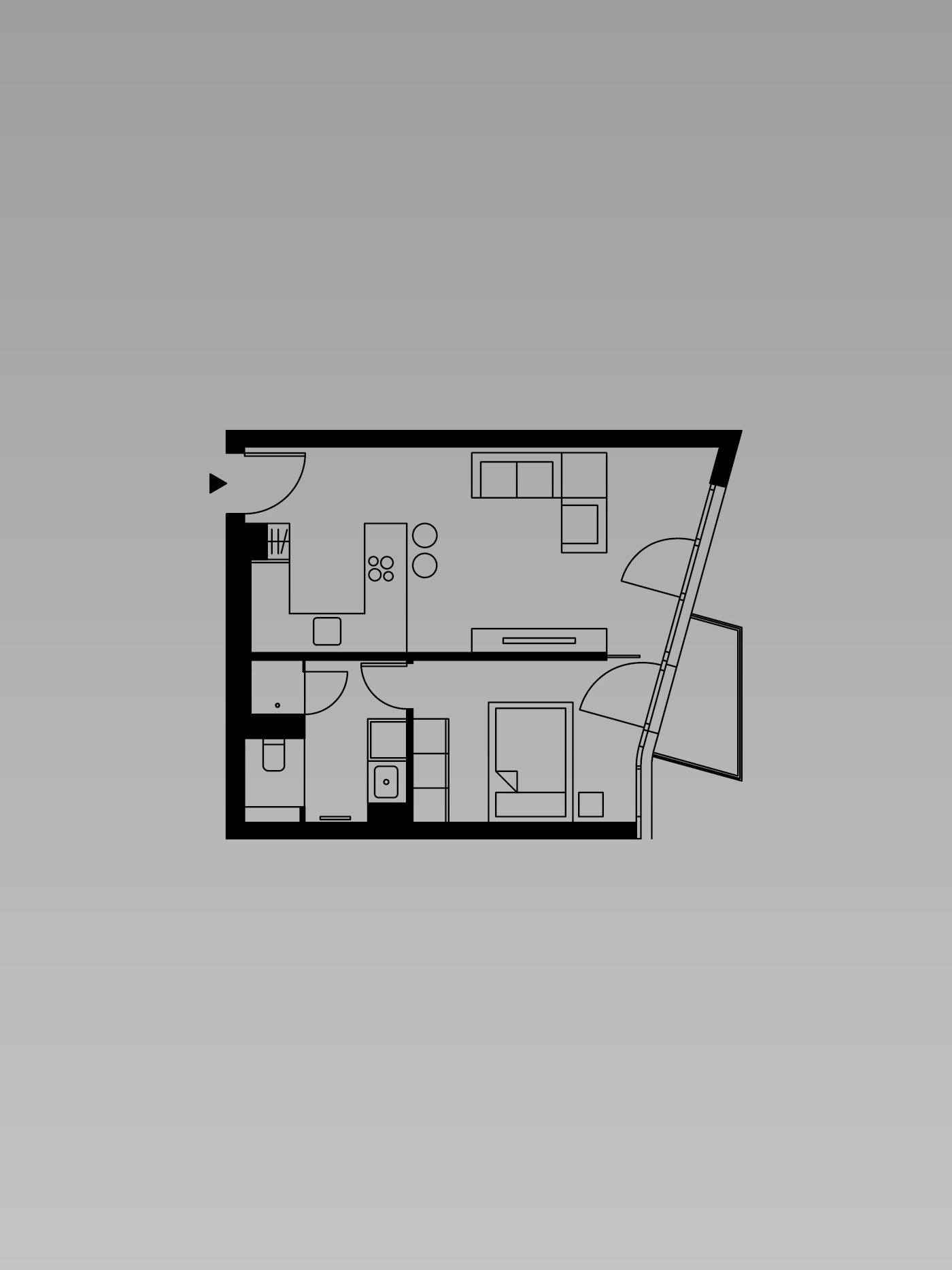Grundriss eines Apartments zum Kauf im Neubauprojekt WAVE in Berlin Friedrichshain an der Spree