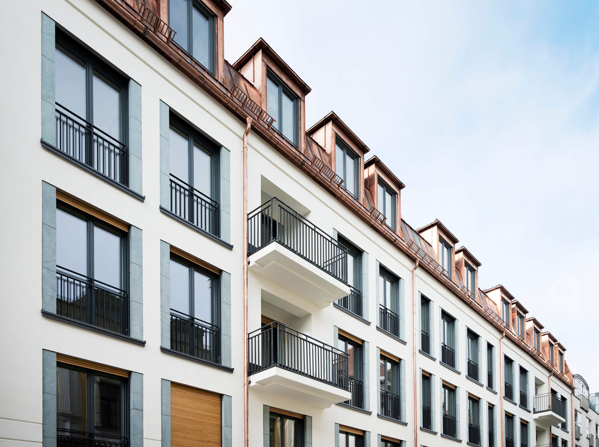Nahaufnahme der Fassade von Wohnprojekt in der Kaulbachstraße