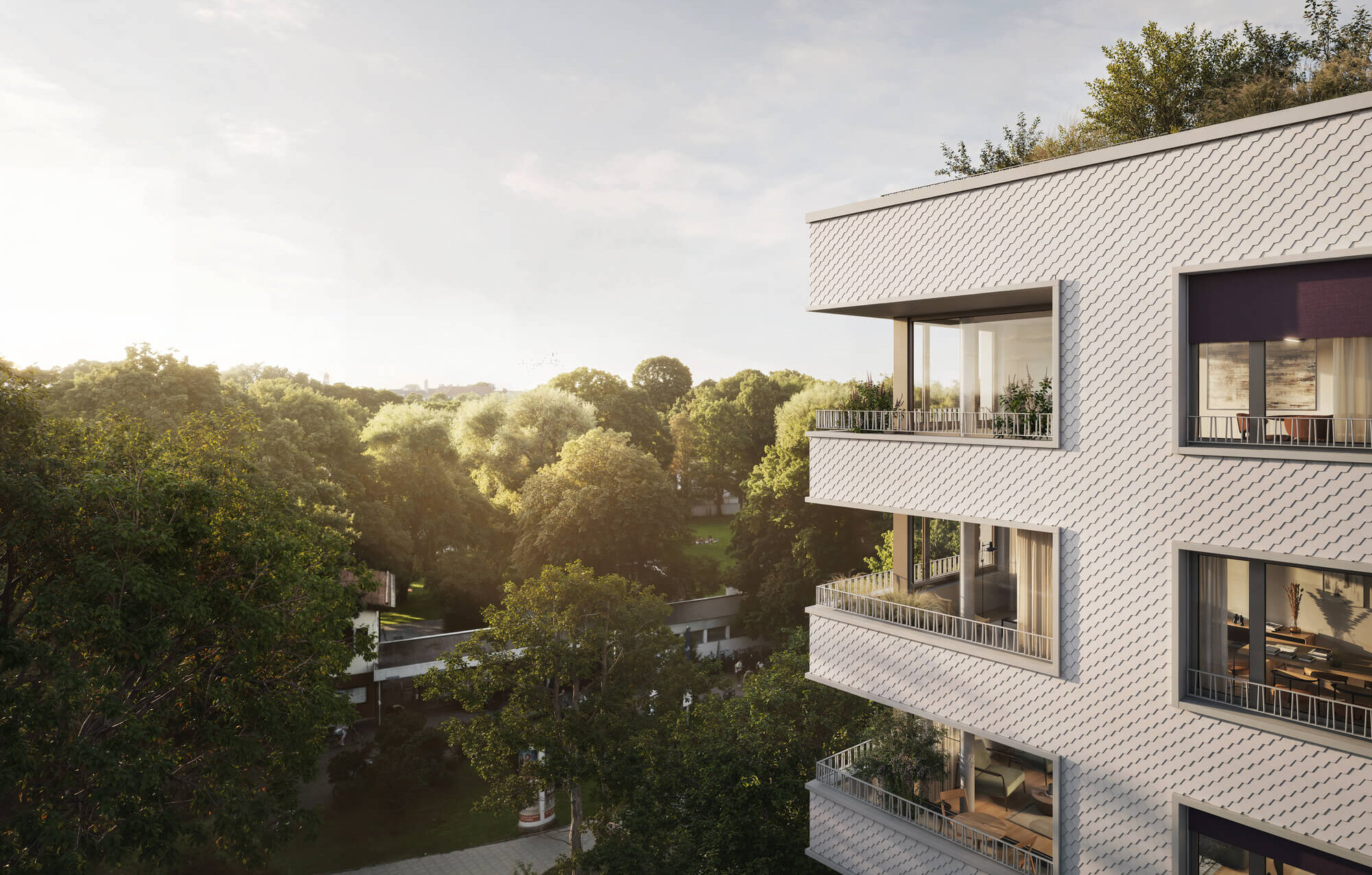 Neubauprojekt Haus Claude in Untergiesing mit Loggien und Blick ins Grüne