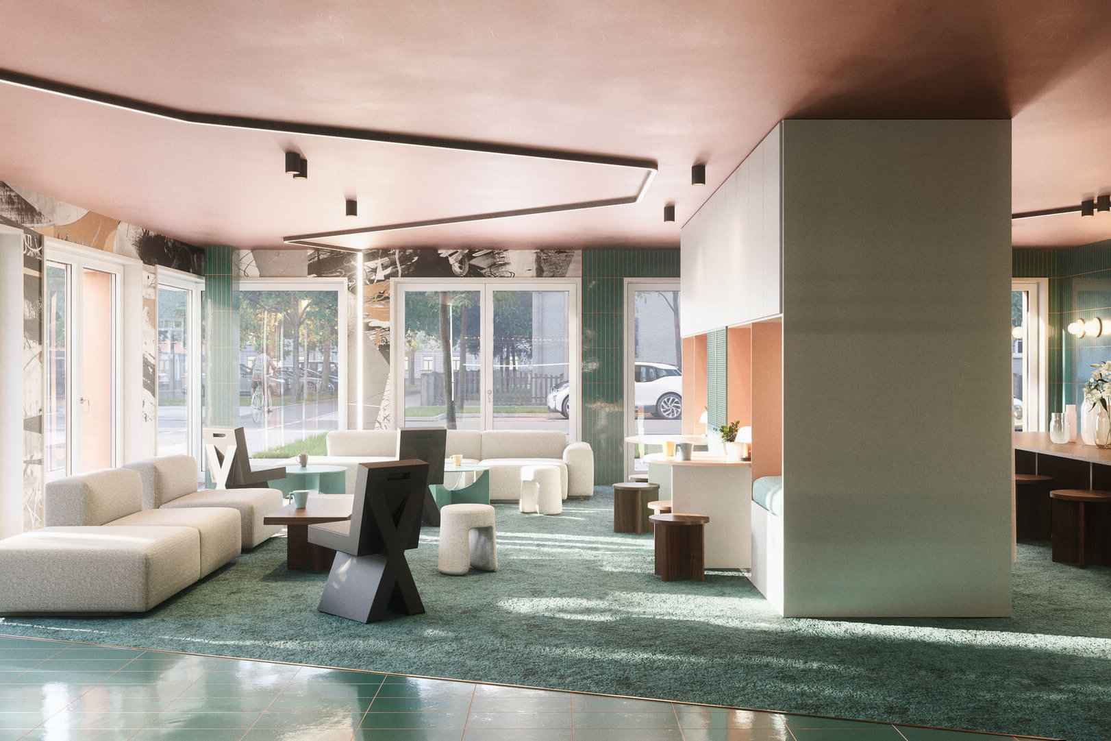 Lounge im Neubauprojekt Van B in München Schwabing