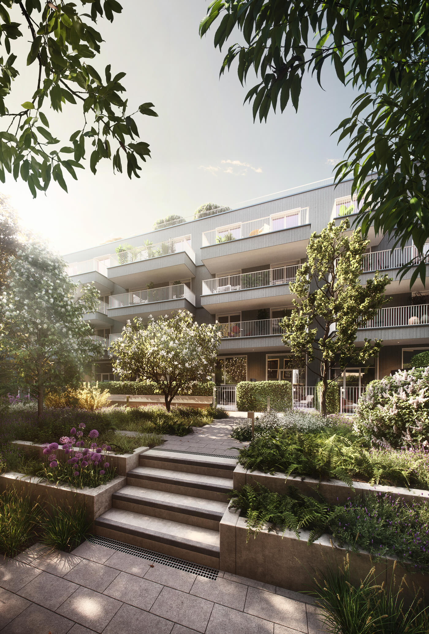 Innenhof im Neubauprojekt VINZENT in München-Neuhausen