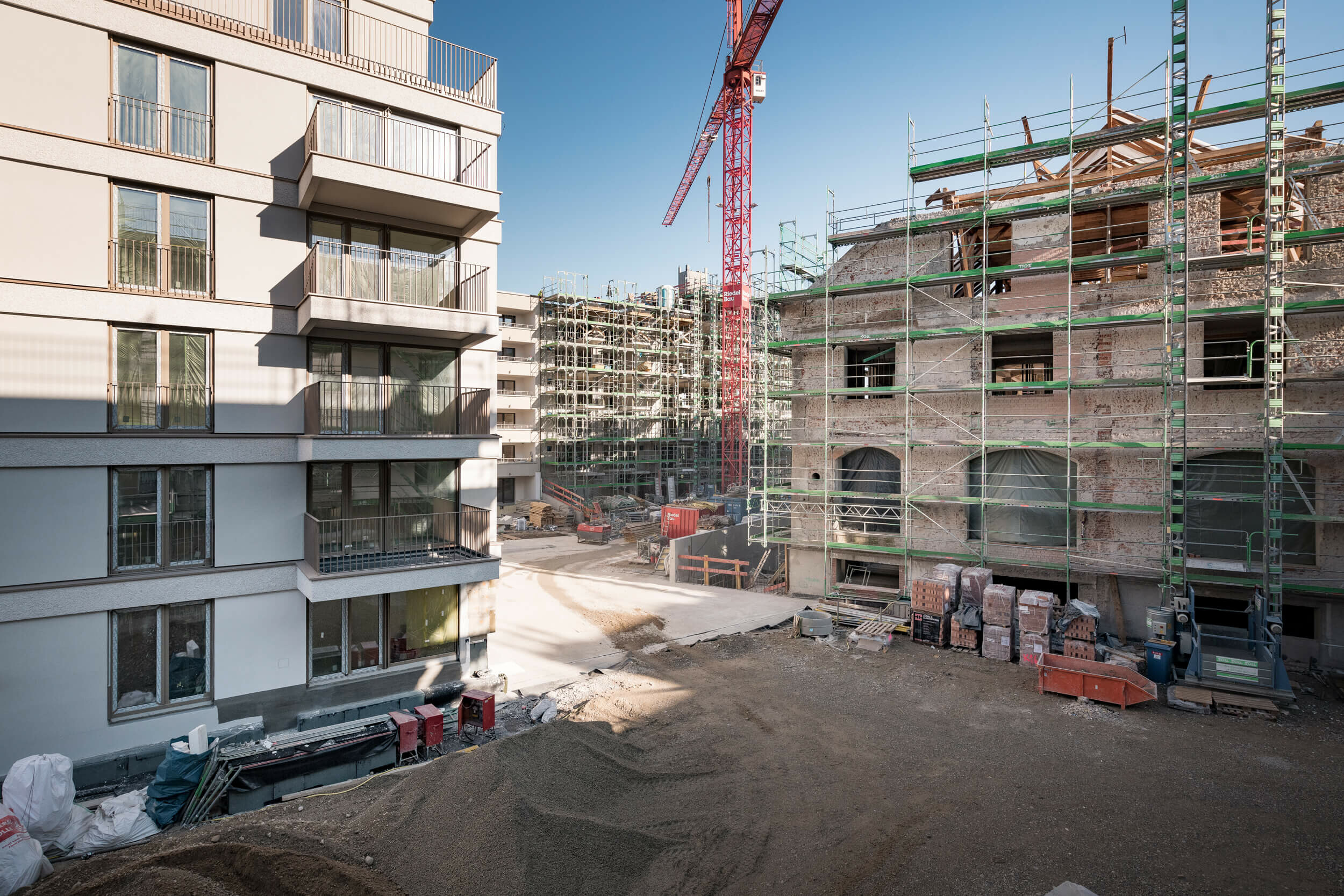 Baustelle des Neubauprojekts kupa Quartier Kuvertfabrik Pasing