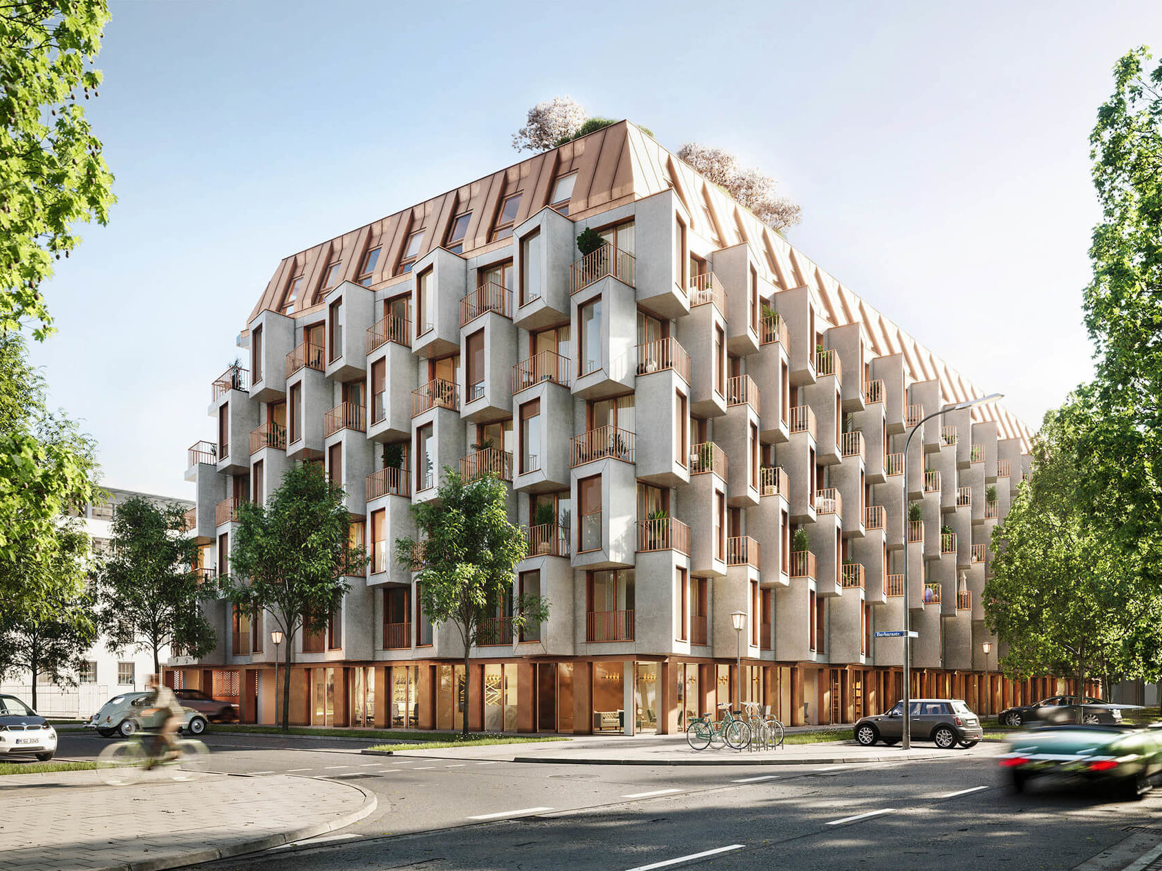 Fassadenansicht Neubauprojekt Van B in Schwabing