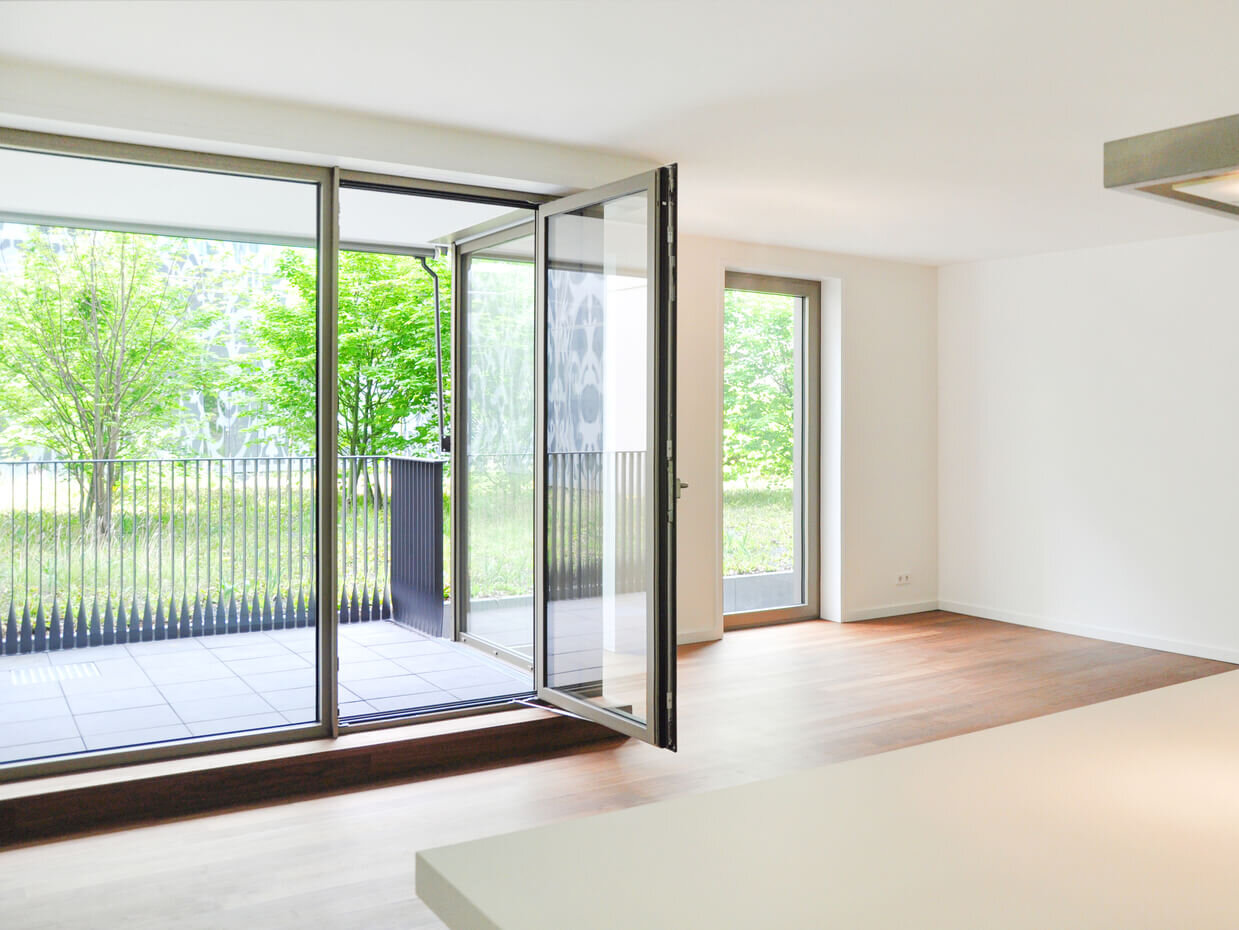 Wohnraum mit Terrasse in Wohnung A4.45 im Neubau Hofstatt, München