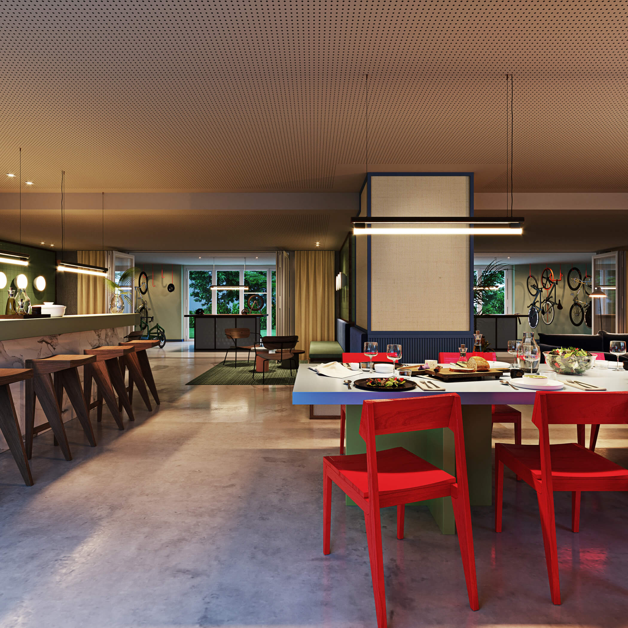 Kitchen und Working Lounge im Neubauprojekt kupa in München Pasing