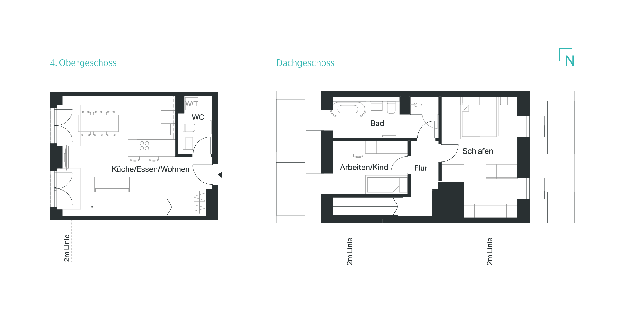 Maisonette im Obergeschoss im Neubauprojekt VINZENT in München-Neuhausen.