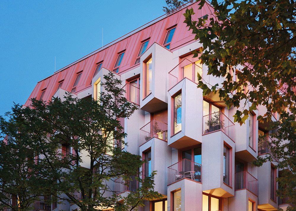 Ausblick einer Wohnung im Neubauprojekt Van B in München Schwabing