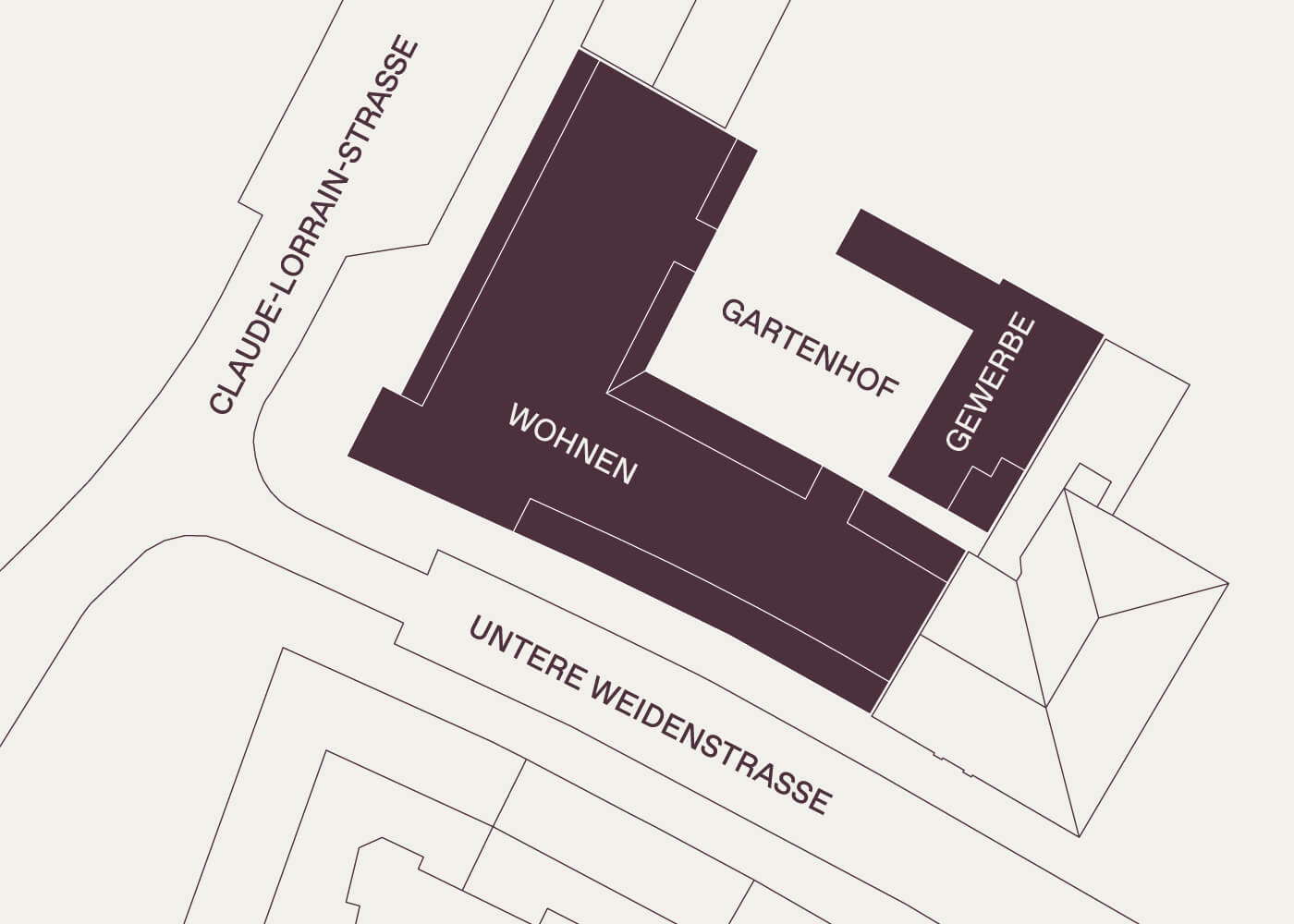 Lage des Neubauprojekts Haus Claude in Untergiesing mit Wohnen, Hof und Gewerbe