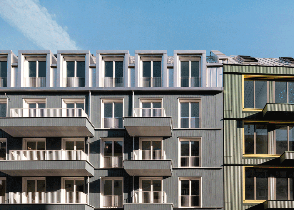 Fassade mit Balkonen im Neubauprojekt VINZENT in München-Neuhausen