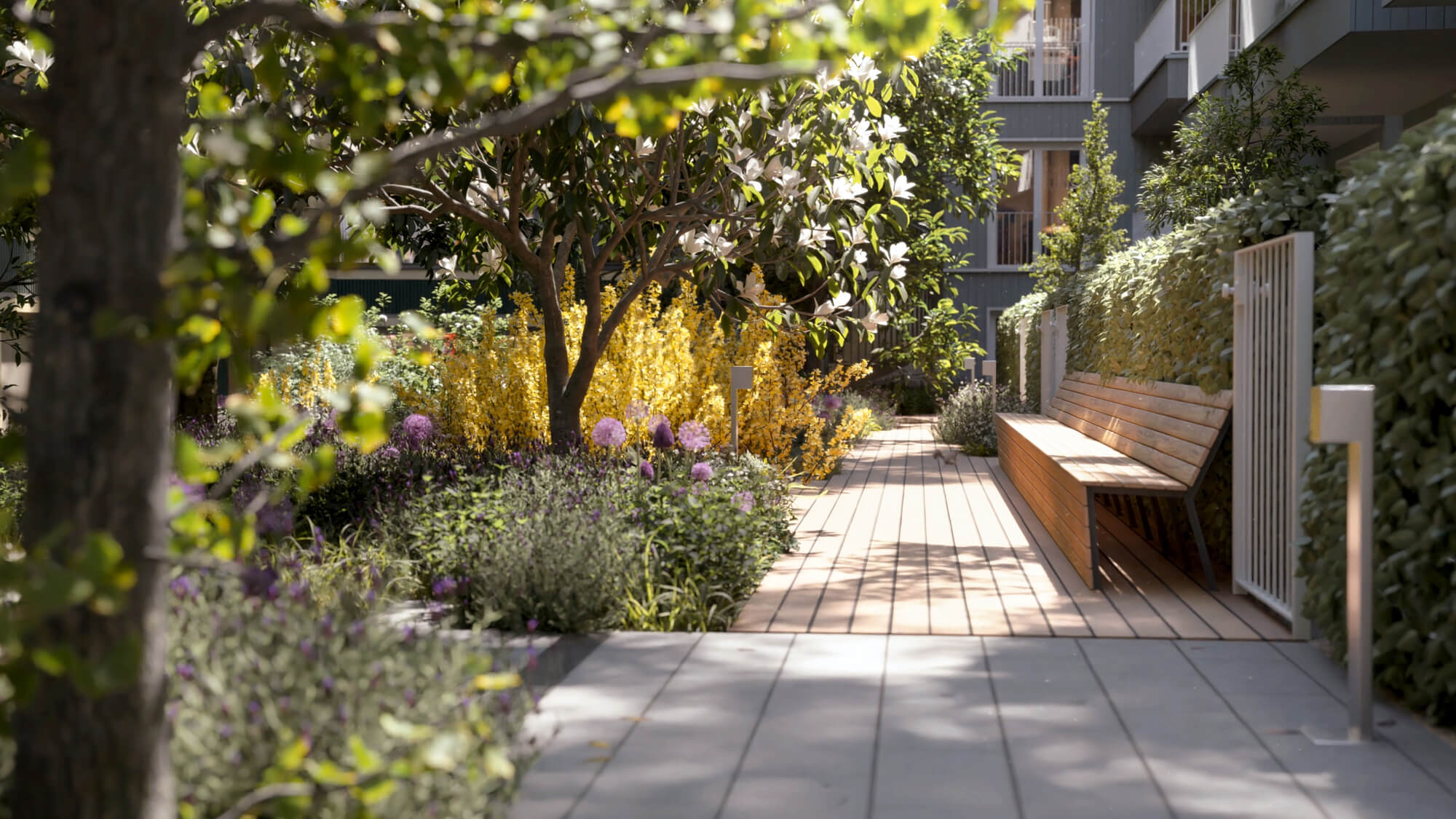 Innenhof Garten im Neubauprojekt VINZENT München-Neuhausen