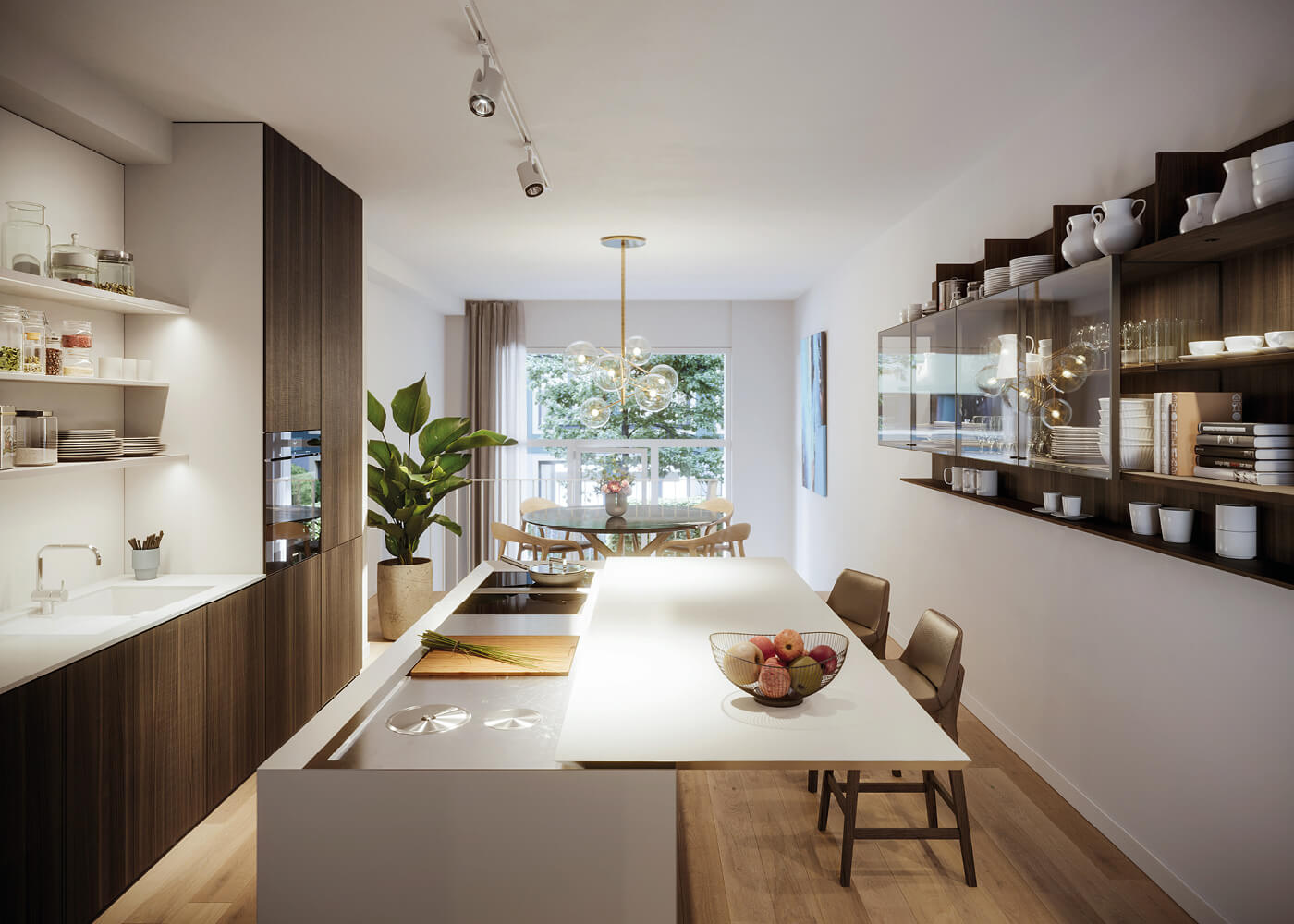 Küche der Garten Maisonette H.03 des Neubauprojekts VINZENT in München-Neuhausen