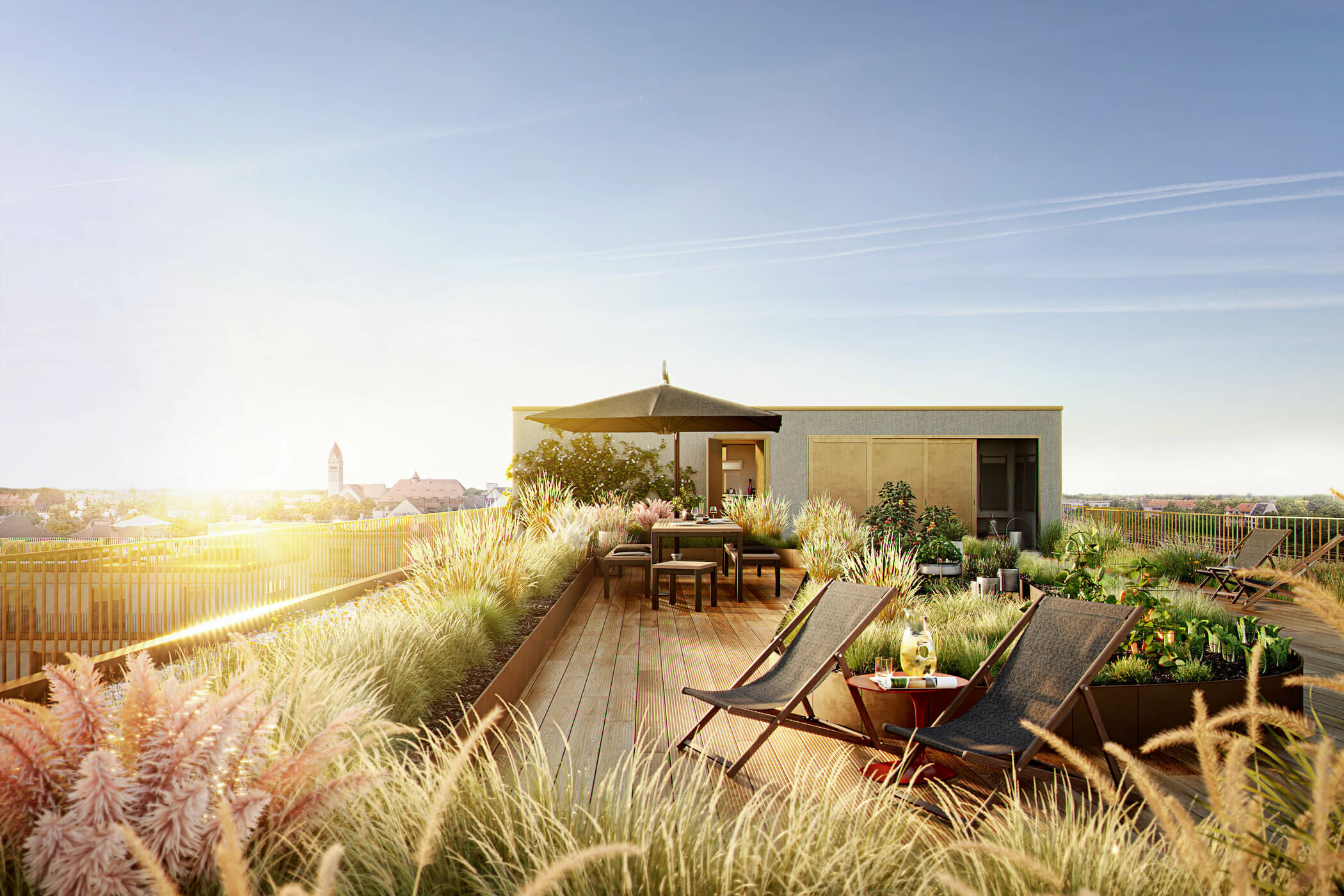 Gemeinschaftsdachterrasse im Neubauprojekt kupa in München Pasing